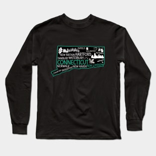 Connecticut New London cute map Waterbury New Haven Enfield Willington Putnam Norwalk Bridgeport Danbury Long Sleeve T-Shirt